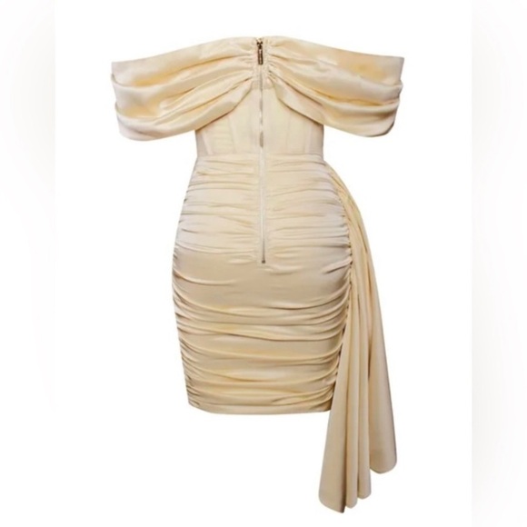 Miss circle Elegant Cream Off-Shoulder Mini Dress corset size L - Picture 5 of 7